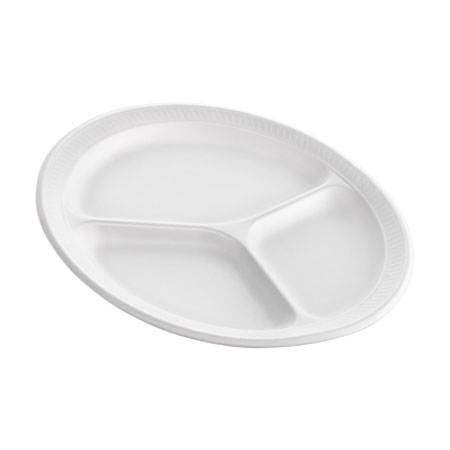 9″ X 3-Compartment Plate White - S & J Kitchen Restaurant Supplies