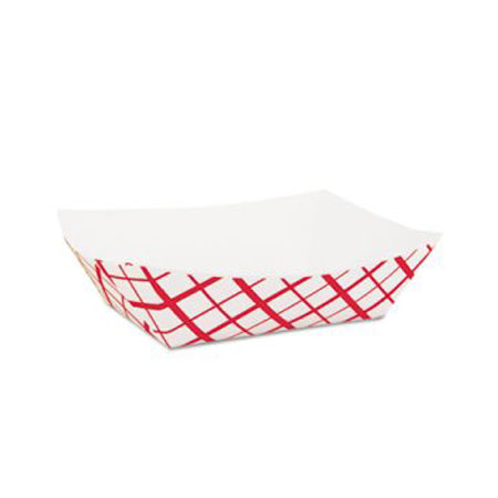 #25 Red Checkered (1/4 Lb.) Paper Food Tray - S & J Kitchen Restaurant Supplies